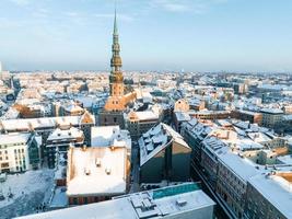 antenn se av de vinter- riga gammal stad foto