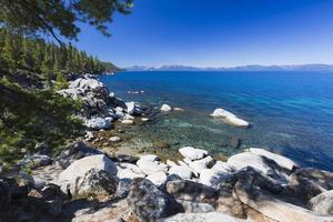skön strandlinje av sjö tahoe foto