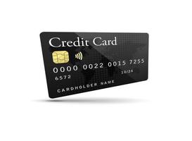 attrapp svart kreditera kort på vit bakgrund foto