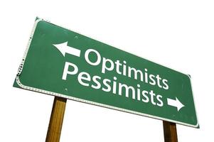 optimister, pessimister grön väg tecken foto