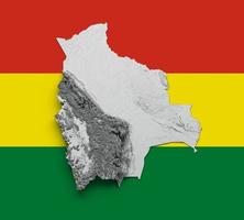 bolivia karta bolivianska flaggan skuggad relief färg höjd karta på vit bakgrund 3d illustration foto