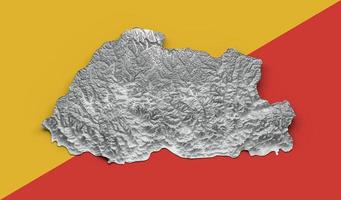 bhutan Karta bhutan flagga skuggad lättnad Färg höjd Karta på orange gul bakgrund 3d illustration foto