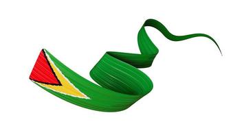 guyana flagga symbol isolerat på bakgrund nationell baner. oberoende dag 3d illustration baner med realistisk band flagga foto