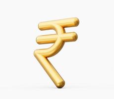 rupee valuta gyllene ikon, indisk rupee 3d illustration foto
