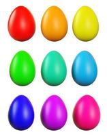 uppsättning av färgrik realistisk påsk ägg isolerat på vit bakgrund. 3d tolkning illustration. foto