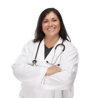 attraktiv kvinna latinamerikan läkare eller sjuksköterska foto