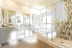beställnings- bemästra badrum Foto med borsta stroke till design teckning