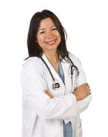attraktiv latinamerikan läkare eller sjuksköterska foto