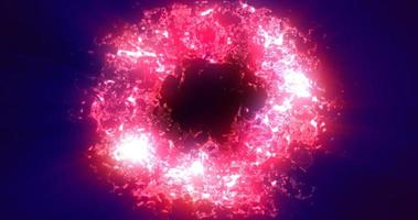 trogen abstrakt exploderande ringar cirklar lysande strålnings magisk energi på svart bakgrund. abstrakt bakgrund foto