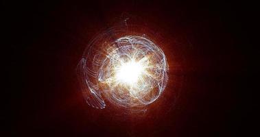 ljus lysande skinande stjärna energi sfär boll med ett explosion av energi i de kärna på en svart bakgrund hi-tech Plats. abstrakt bakgrund foto