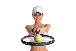 tennis spelare med racket foto