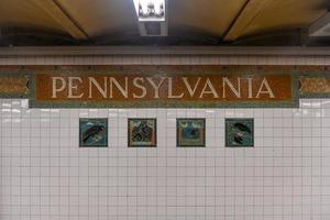 ny york stad - april 27, 2018 - 34: e gata Pennsylvania station tunnelbana station i ny york stad. foto