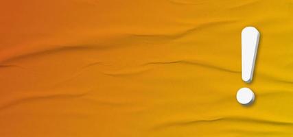 3d utrop mark på horisontell orange papper bakgrund med tömma Plats för text. foto