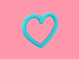 leksak hjärta. blå mono Färg. symbol av kärlek. på en fast rosa bakgrund. se vänster sida. 3d tolkning. foto
