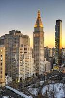 ny york stad horisont på solnedgång foto