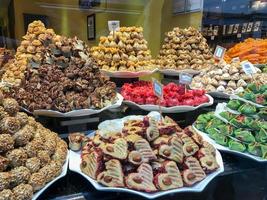belgisk sötsaker på visa för försäljning. foto