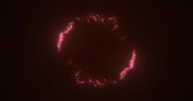 abstrakt lysande looped cirkel tillverkad av röd rader av magisk energi partiklar. abstrakt bakgrund foto