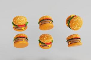 utsökt ost burger ikon 3d illustration på vit bakgrund foto