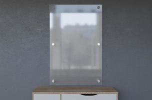 realistisk 3d tolkning tömma glas tallrik akryl vägg Skyltning foto
