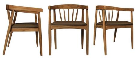 3 uppsättning av trä- stolar, för utomhus- och inomhus- i retro stil isolerat på vit bakgrund foto