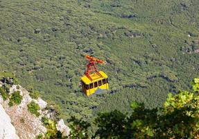 kabel- bil hög i de berg. selektiv fokus foto