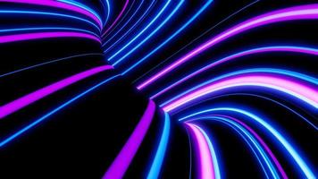 3d neon ljus effekt lysande stigar. färgrik ljus rörelse hastighet bakgrund. rörelse fläck lång tid effekt. teknologi 5g design begrepp. laser stråle gnistrande på mörk scen. snabb rör på sig till futuristiska. foto