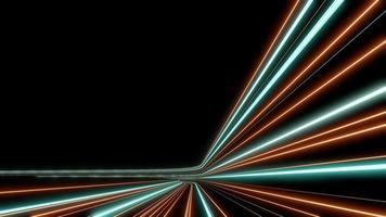 3d framställa rörelse linje av hastighet och kraft eller ljus stigar. hög hastighet ljus med kurva rörelse stråle. 5g teknologi snabb och trogen bakgrund. abstrakt rörelse fläck. foto