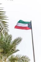 kuwait flagga vinka i de himmel foto