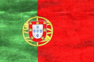3D-illustration av en portugal flagga - realistiskt viftande tygflagga foto