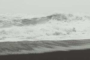 tung storm på hav strand svartvit landskap Foto