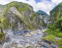 panorama- bild av smal taroko klyfta i de taroko nationell parkera på de ö av taiwan i sommar foto