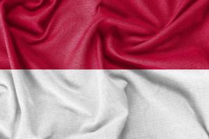 indonesien Land flagga bakgrund realistisk silke tyg foto