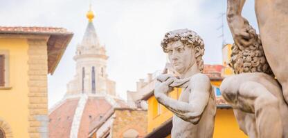 David förbi michelangelo i Florens, Italien. exempel av kropp fullkomlighet i marmor. foto