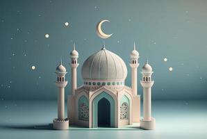 illustration av ramadan bakgrund med moské och stjärna måne prydnad foto