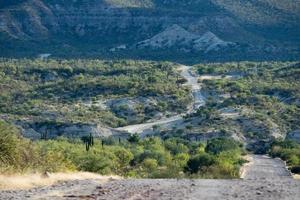 baja kalifornien öken- ändlös väg landskap se foto