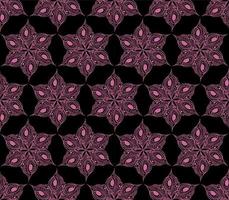sömlös symmetrisk mönster av abstrakt rosa grafisk element på en svart bakgrund, textur, design foto