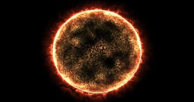abstrakt energi sfär runda planet stjärna Sol trogen kosmisk gul eldig skön lysande magi på svart bakgrund. abstrakt bakgrund foto