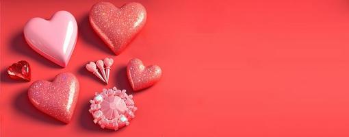 elegant 3d hjärta, diamant, och kristall design för hjärtans dag hälsningar foto