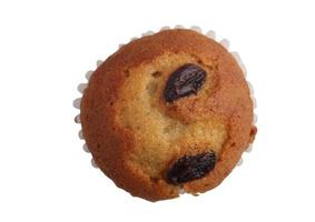 banan russin muffins på vit bakgrund foto