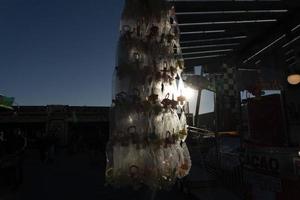 genua, Italien - december, 9 2018 - traditionell jul luna parkera roligt rättvis är öppnad foto