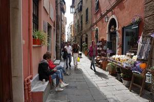 portovenere, Italien - september 24 2017 - många turister i piktorisk italiensk by foto