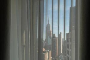 ny york, USA - Maj 27 2018 - manhattan horisont från hotell rum foto