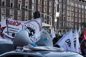 mexico stad - januari 30 2019 - politisk populär demonstration i stad huvud fyrkant foto