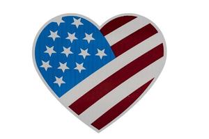 hjärta form USA flagga isolerat på vit foto
