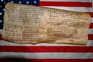 USA Amerika nationell hymn stjärna spangled baner på flagga foto