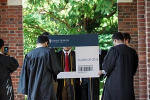 baltimore, USA - Maj 21 2018- gradering dag på john hopkins universitet foto