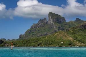 bora bora franska polynesien blå lagun turkos kristall vatten panorama lndascape foto