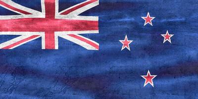 3D-illustration av en nyzeelands flagga - realistiskt viftande tygflagga foto