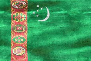 3D-illustration av en turkmenistan flagga - realistiska viftande tyg flagga foto