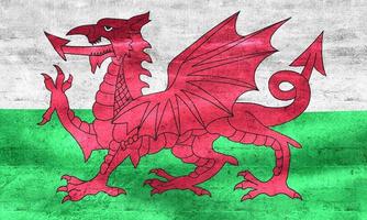 wales flagga - realistiskt viftande tygflagga foto